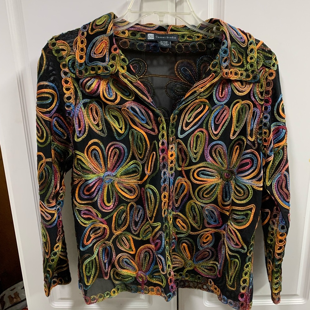 Colorful Floral Embroidered Jacket